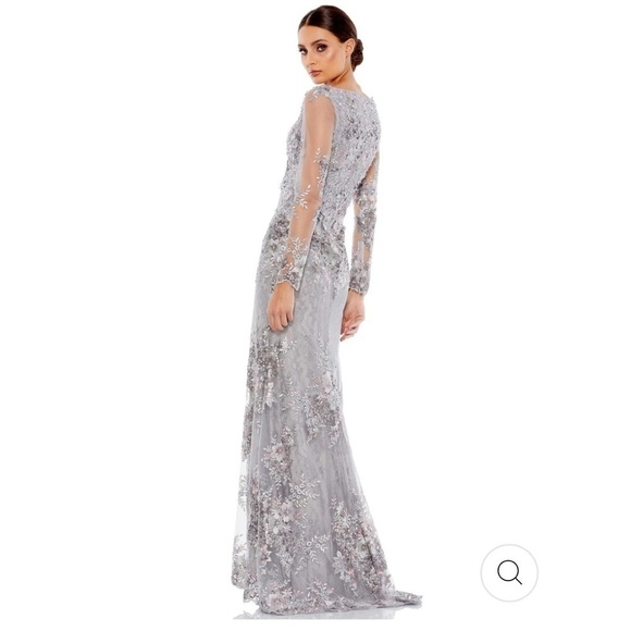 Mac Duggal EMBELLISHED V NECK ILLUSION LONG SLEEVE GOWN size 10 $698 sold out - Picture 3 of 17